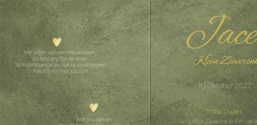 Op 10 oktober zijn Kim en Tomy ouders geworden van zoon Jace.
